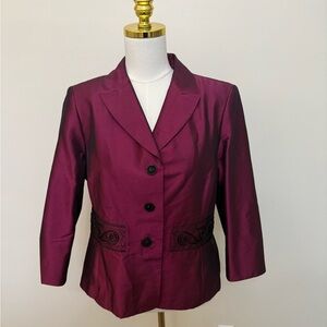 Kasper Elegant Maroon & Black Vintage Jacket